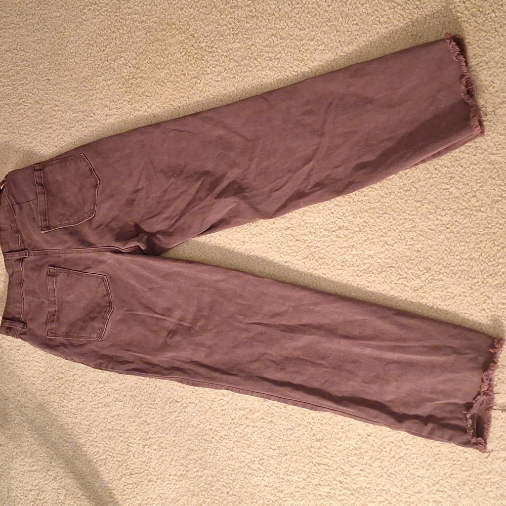 Amazon Essentials Dark Brown Distressed Cuff Jeans - image 2